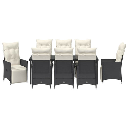 Have Spisebordssæt med pude 9 pcs Sort polyrattan