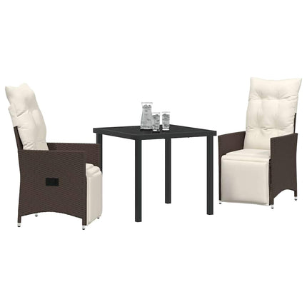 Have Spisebordssæt med pude 3 pcs Brun polyrattan