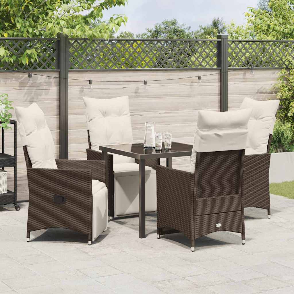 Have Spisebordssæt med pude 5 pcs Brun polyrattan