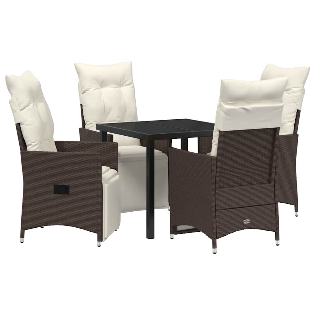 Have Spisebordssæt med pude 5 pcs Brun polyrattan