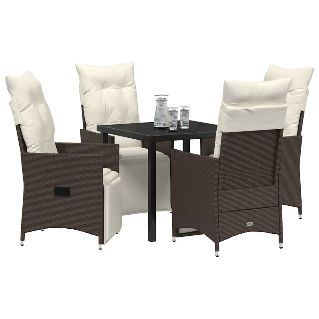 Have Spisebordssæt med pude 5 pcs Brun polyrattan