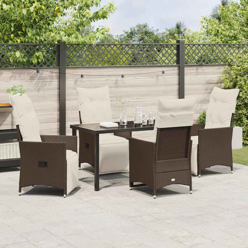 Have Spisebordssæt med pude 5 pcs Brun polyrattan