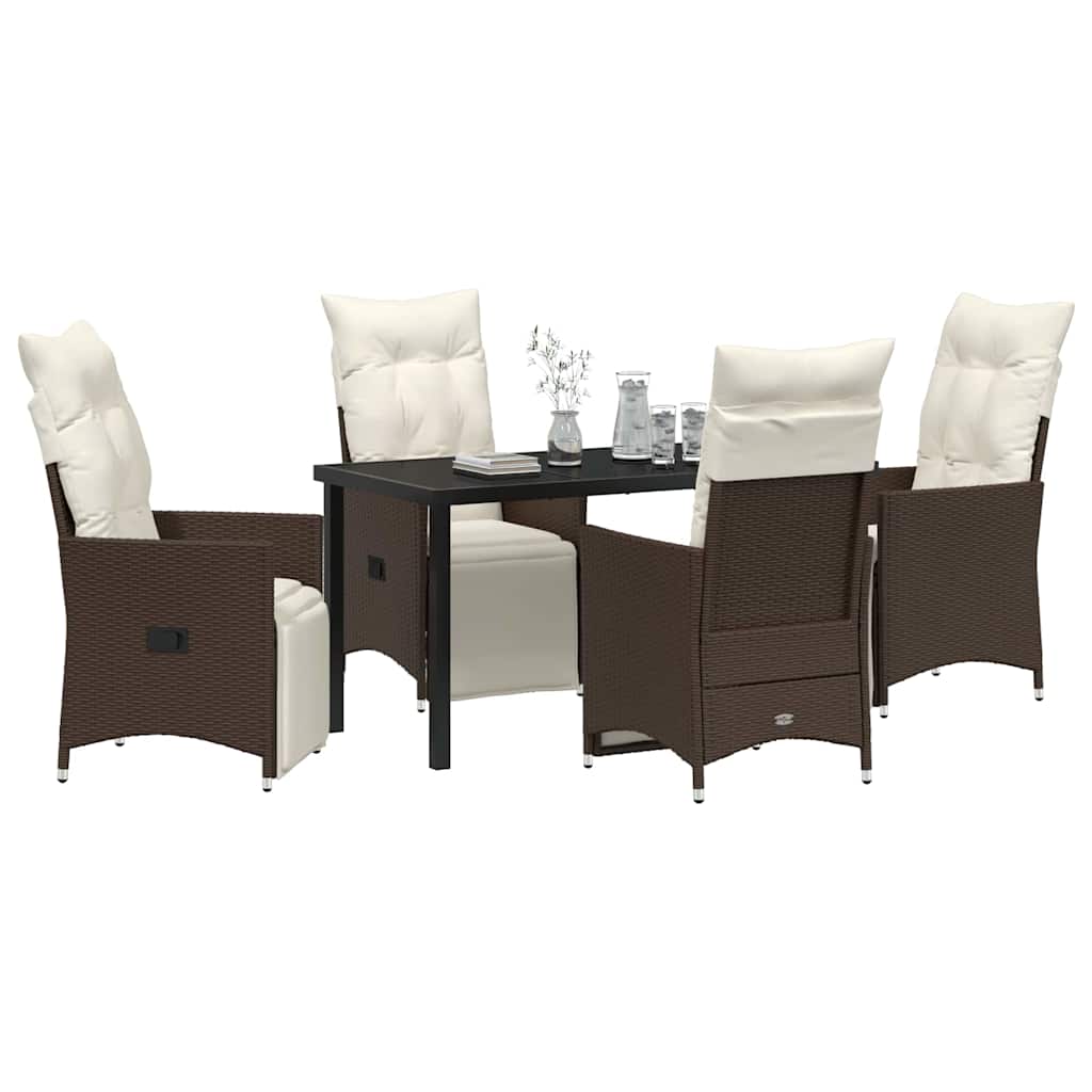 Have Spisebordssæt med pude 5 pcs Brun polyrattan