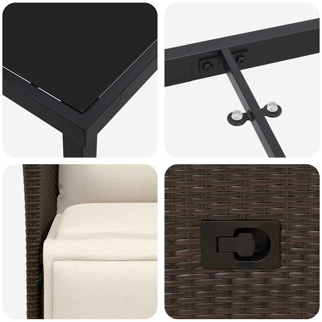 Have Spisebordssæt med pude 5 pcs Brun polyrattan