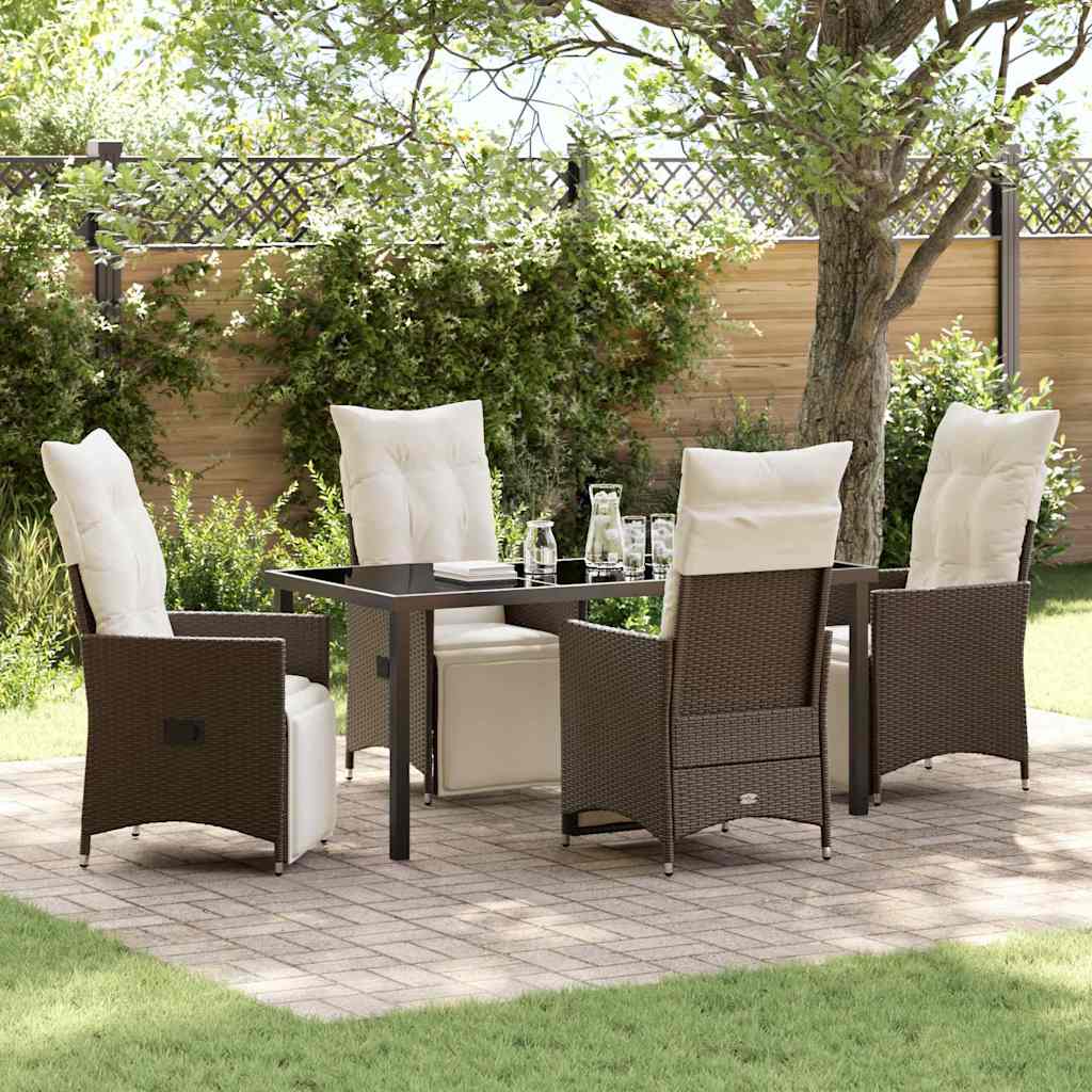 Have Spisebordssæt med pude 5 pcs Brun polyrattan