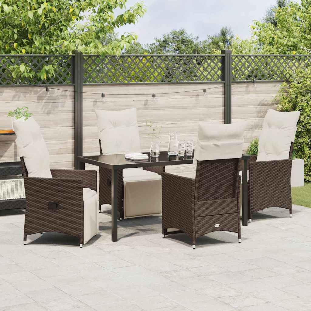 Have Spisebordssæt med pude 5 pcs Brun polyrattan