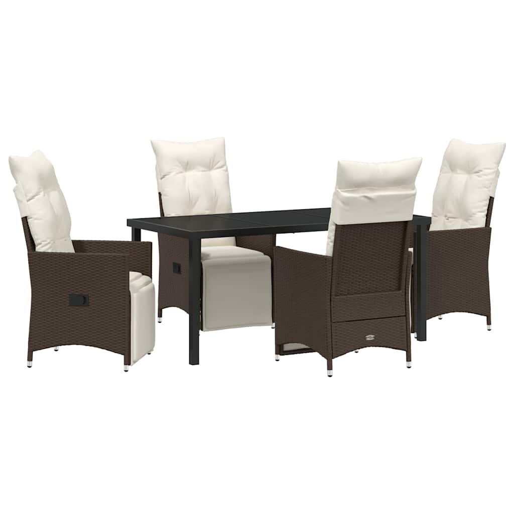 Have Spisebordssæt med pude 5 pcs Brun polyrattan