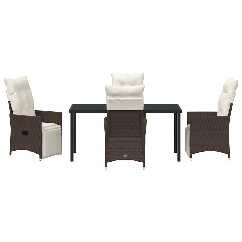 Have Spisebordssæt med pude 5 pcs Brun polyrattan