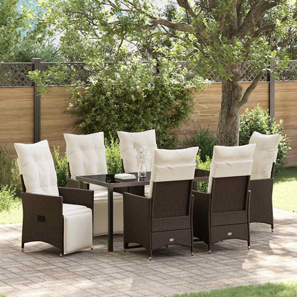 Have Spisebordssæt med pude 7 pcs Brun polyrattan