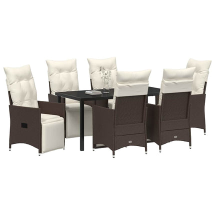 Have Spisebordssæt med pude 7 pcs Brun polyrattan
