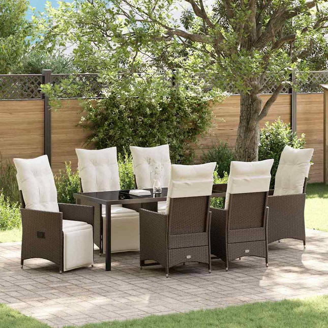 Have Spisebordssæt 7 stk. Brun polyrattan