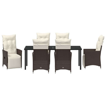 Have Spisebordssæt med pude 7 pcs Brun polyrattan