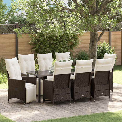 Have Spisebordssæt med pude 9 pcs Brun polyrattan