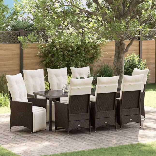 Have Spisebordssæt 9 stk. Brun polyrattan