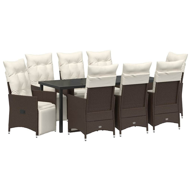 Have Spisebordssæt 9 stk. Brun polyrattan