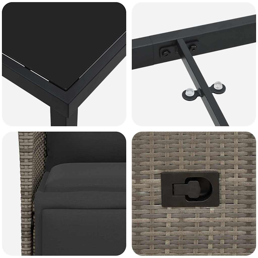 Have Spisebordssæt med pude 3 pcs Grå polyrattan