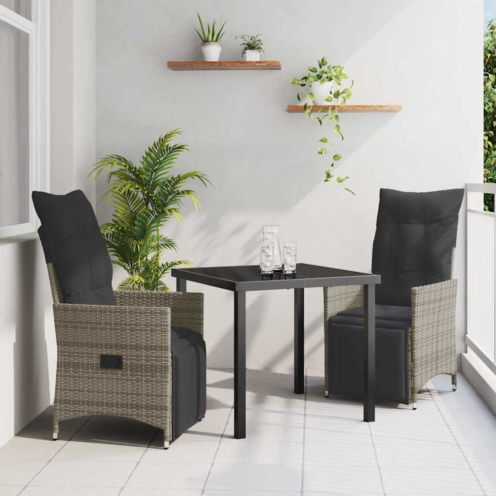 Have Spisebordssæt med pude 3 pcs Grå polyrattan