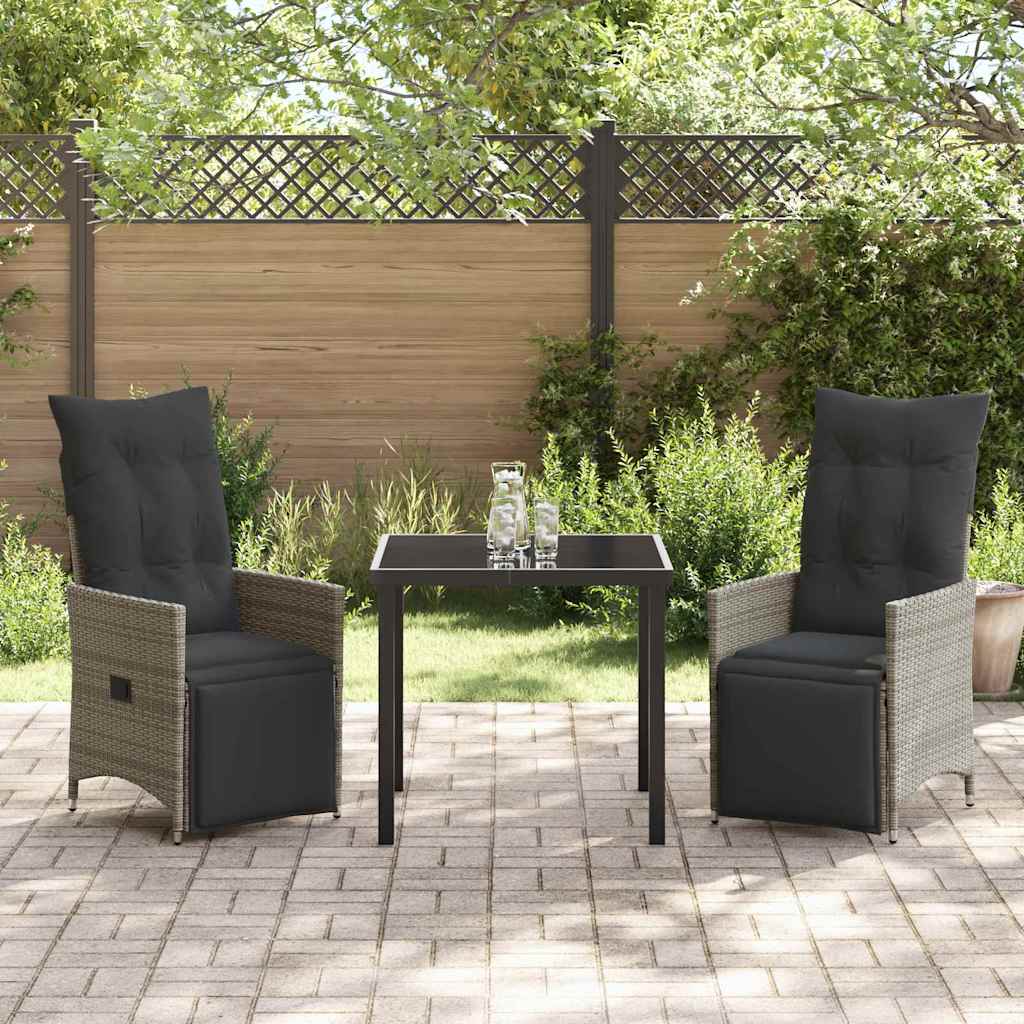 Have Spisebordssæt med pude 3 pcs Grå polyrattan