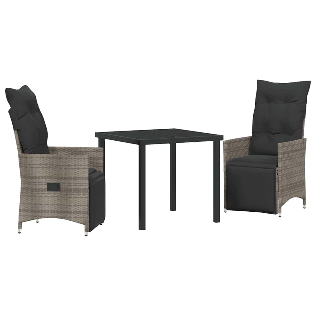 Have Spisebordssæt med pude 3 pcs Grå polyrattan