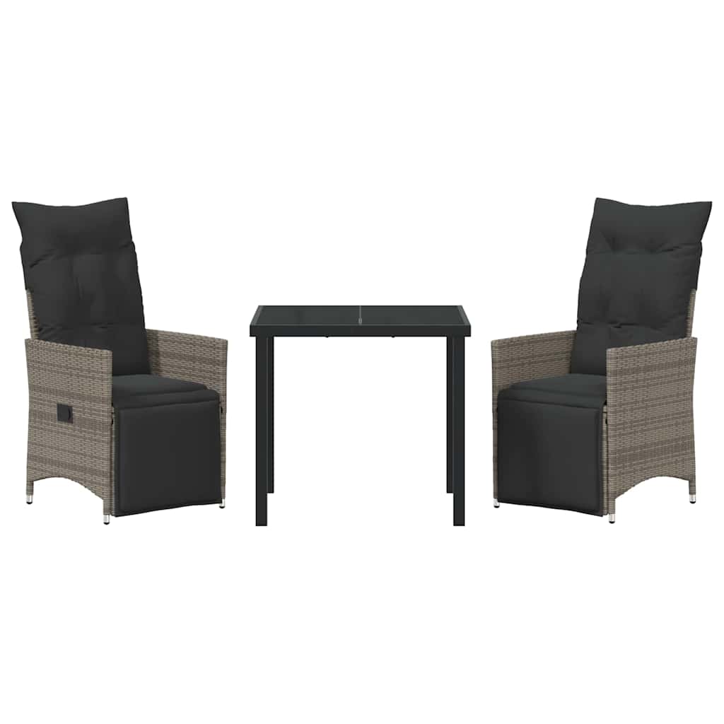 Have Spisebordssæt med pude 3 pcs Grå polyrattan