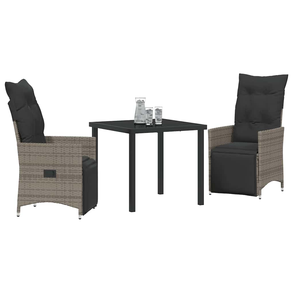 Have Spisebordssæt med pude 3 pcs Grå polyrattan