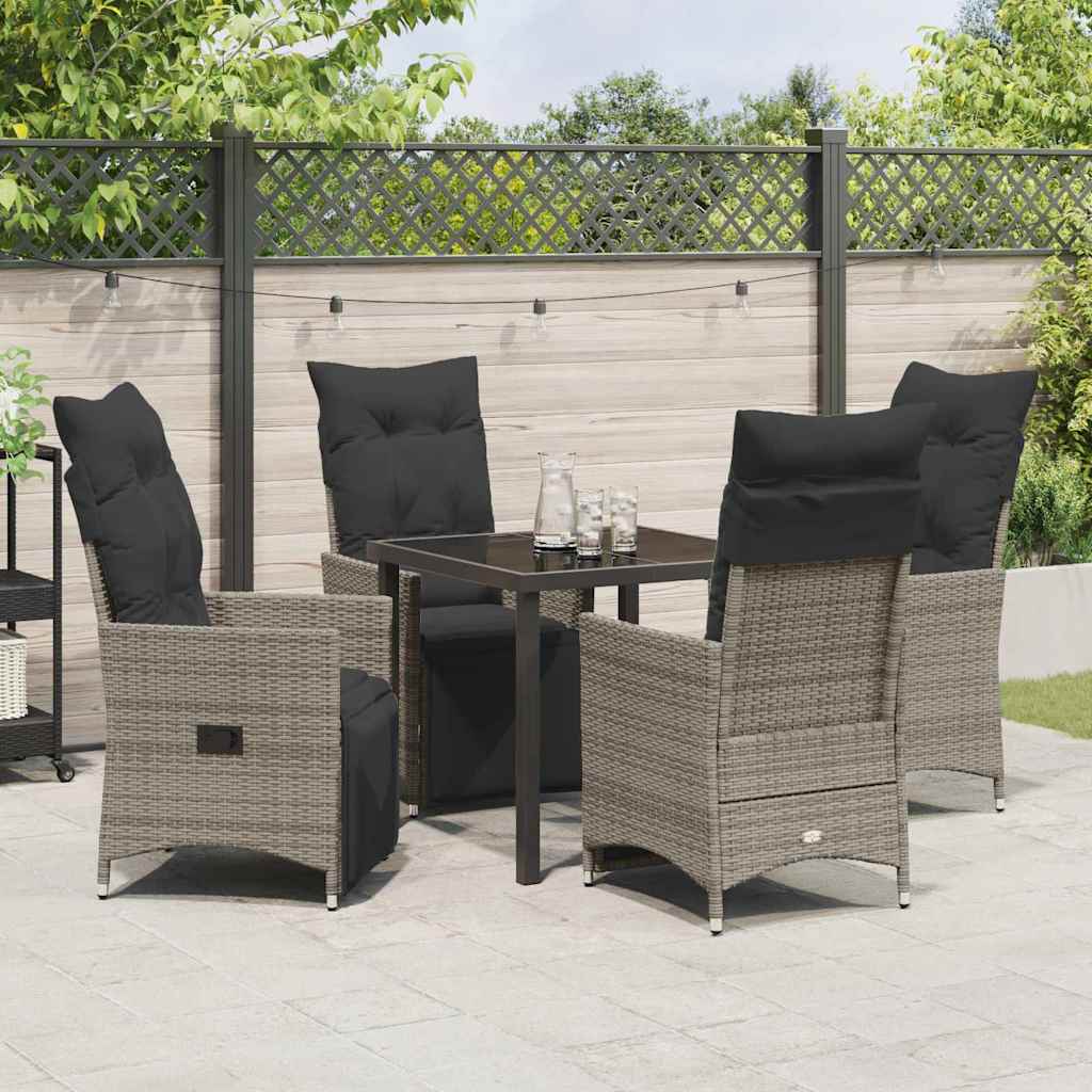 Have Spisebordssæt med pude 5 pcs Grå polyrattan