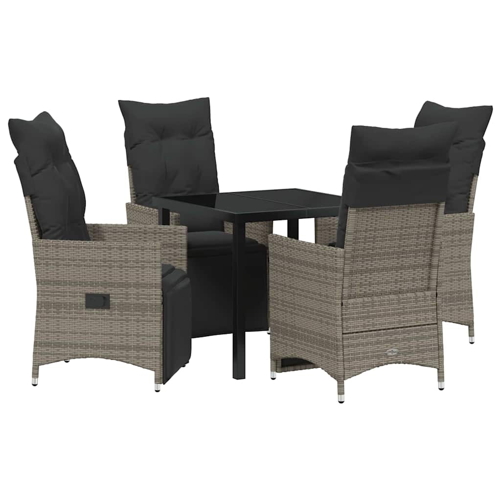 Have Spisebordssæt med pude 5 pcs Grå polyrattan