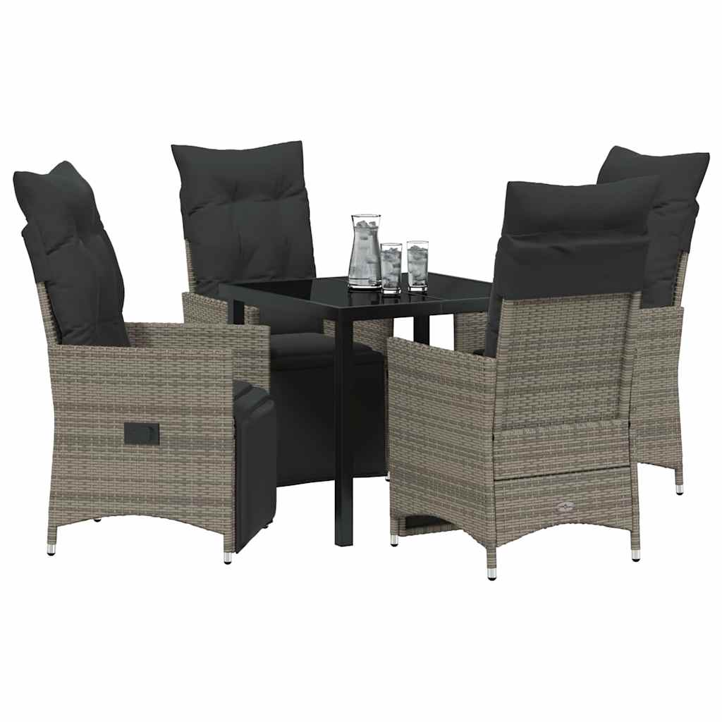 Have Spisebordssæt med pude 5 pcs Grå polyrattan