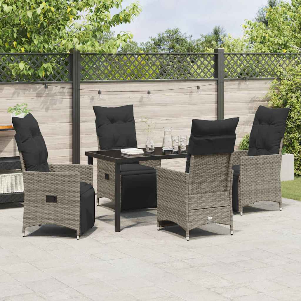 Have Spisebordssæt med pude 5 pcs Grå polyrattan