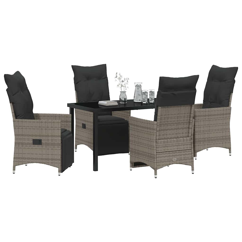 Have Spisebordssæt med pude 5 pcs Grå polyrattan