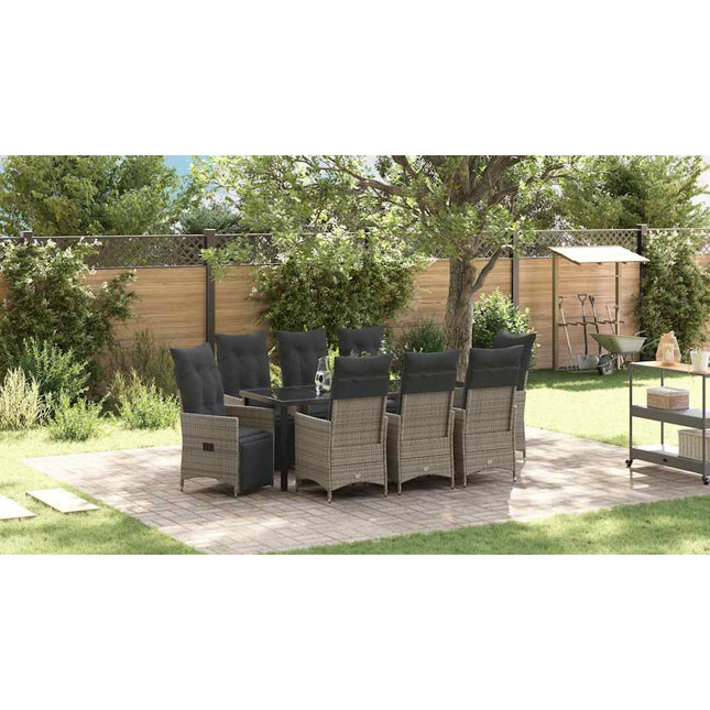 Have Spisebordssæt 9 stk. Grå polyrattan