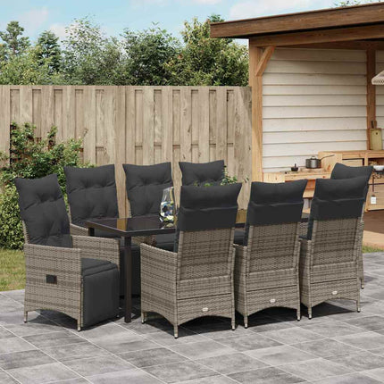 Have Spisebordssæt med pude 9 pcs Grå polyrattan