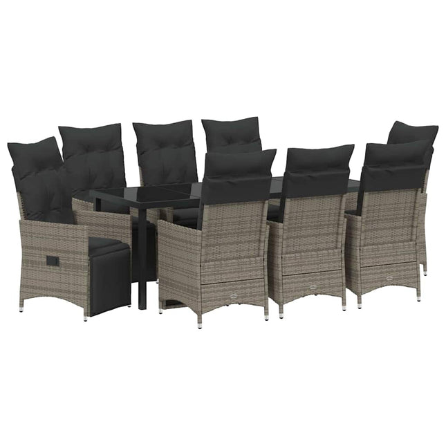 Have Spisebordssæt 9 stk. Grå polyrattan