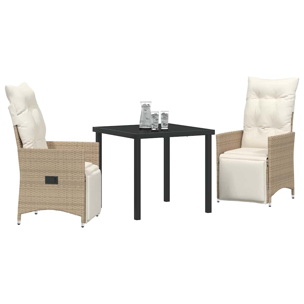 Have Spisebordssæt med pude 3 pcs Beige polyrattan