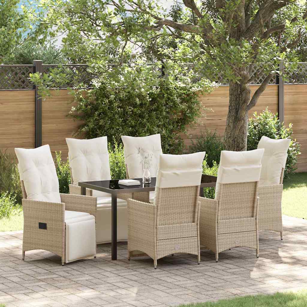 Have Spisebordssæt med pude 7 pcs Beige polyrattan