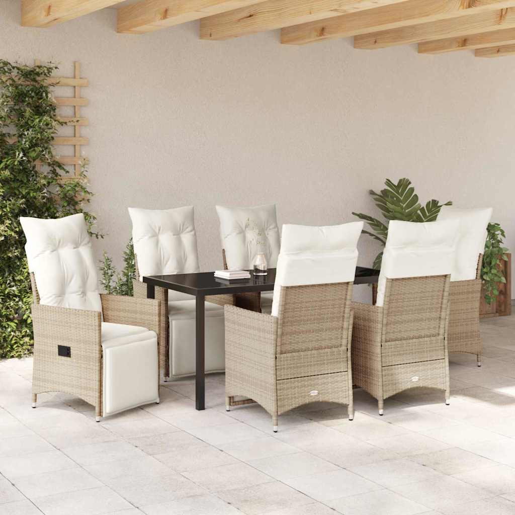 Have Spisebordssæt med pude 7 pcs Beige polyrattan