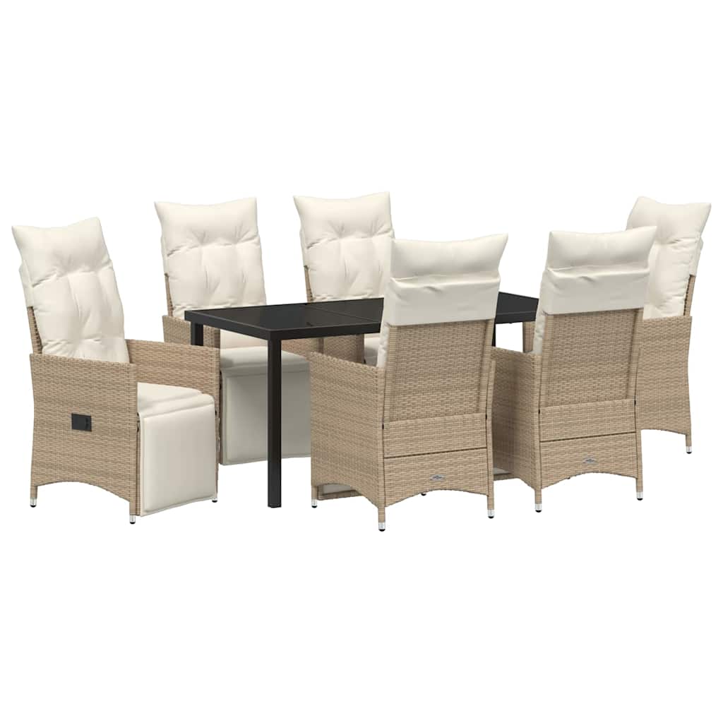 Have Spisebordssæt med pude 7 pcs Beige polyrattan