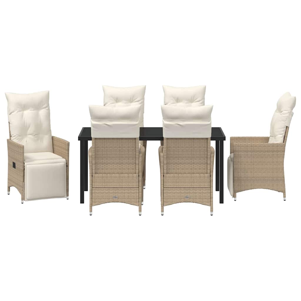 Have Spisebordssæt med pude 7 pcs Beige polyrattan