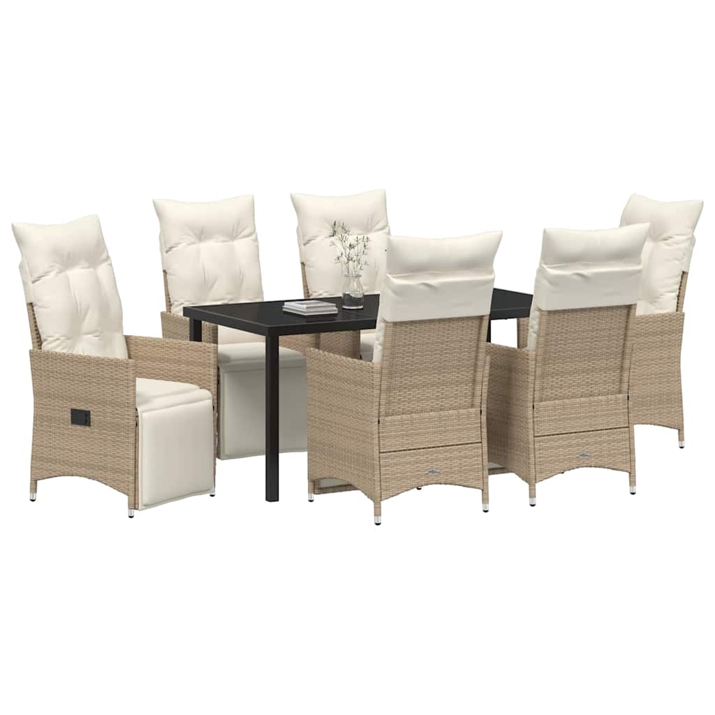 Have Spisebordssæt med pude 7 pcs Beige polyrattan