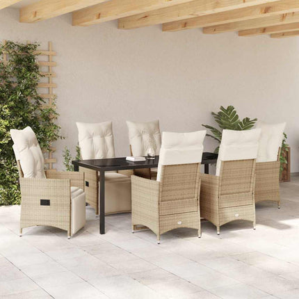 Have Spisebordssæt med pude 7 pcs Beige polyrattan