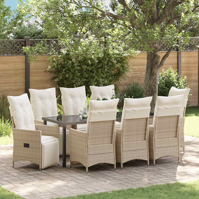 Have Spisebordssæt 9 stk. Beige polyrattan