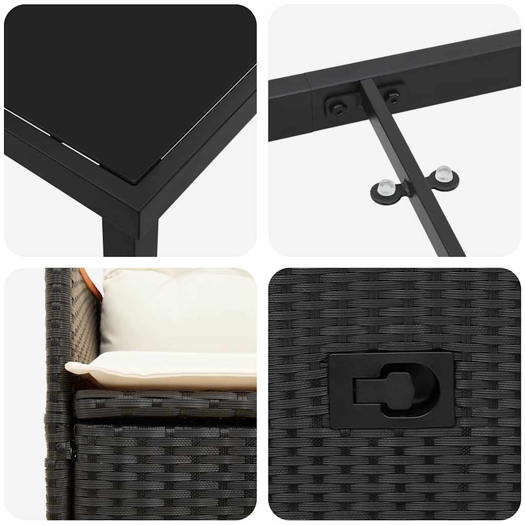 Have Spisebordssæt med pude 3 pcs Sort polyrattan