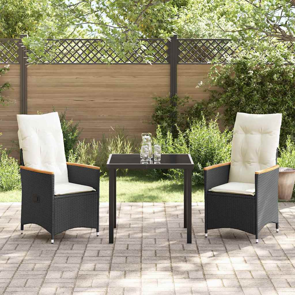 Have Spisebordssæt med pude 3 pcs Sort polyrattan