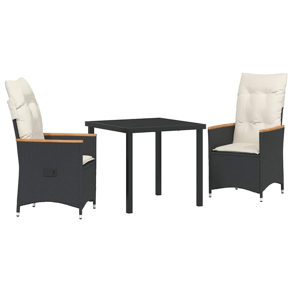Have Spisebordssæt med pude 3 pcs Sort polyrattan