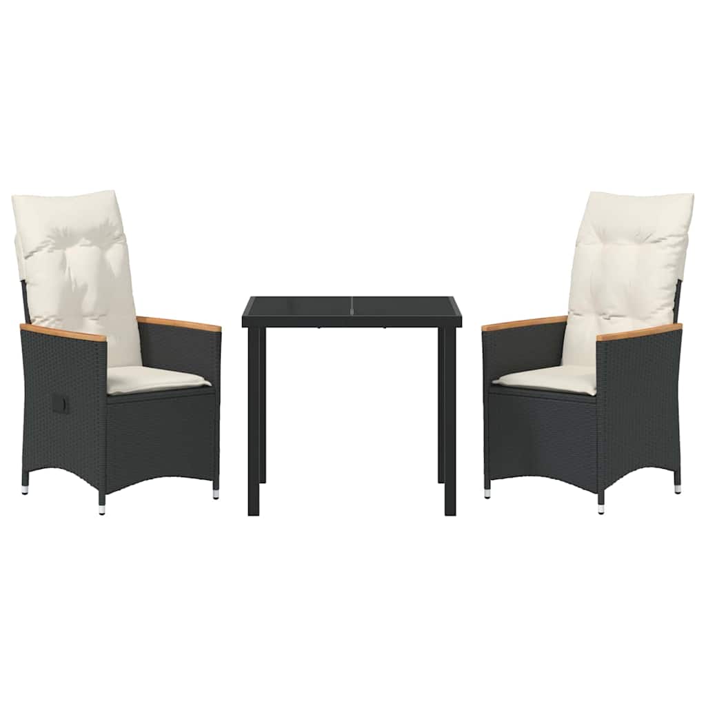 Have Spisebordssæt med pude 3 pcs Sort polyrattan