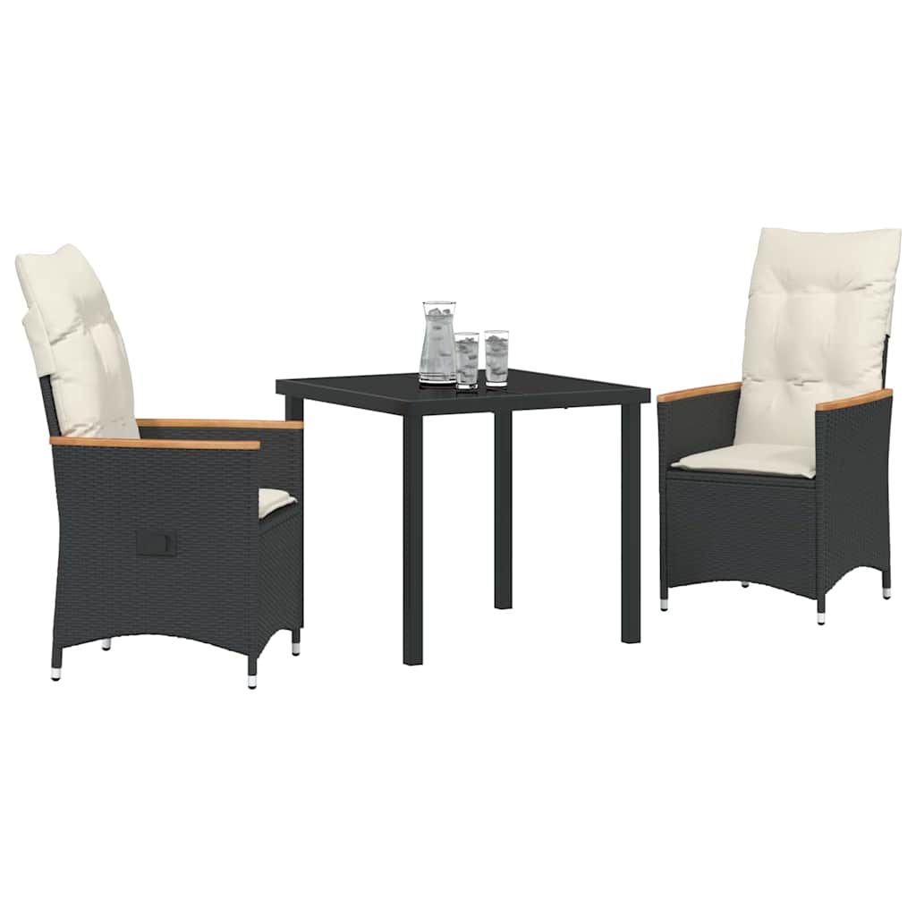 Have Spisebordssæt med pude 3 pcs Sort polyrattan
