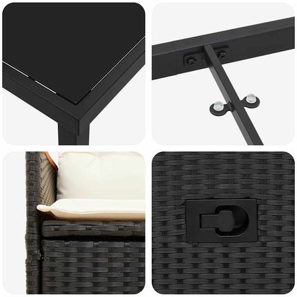 Have Spisebordssæt med pude 5 pcs Sort polyrattan