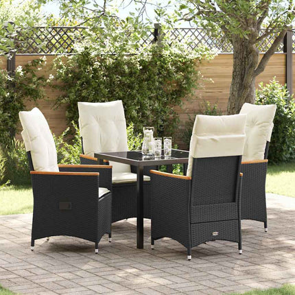 Have Spisebordssæt med pude 5 pcs Sort polyrattan