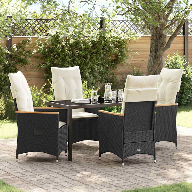 Have Spisebordssæt 5 stk. Sort polyrattan