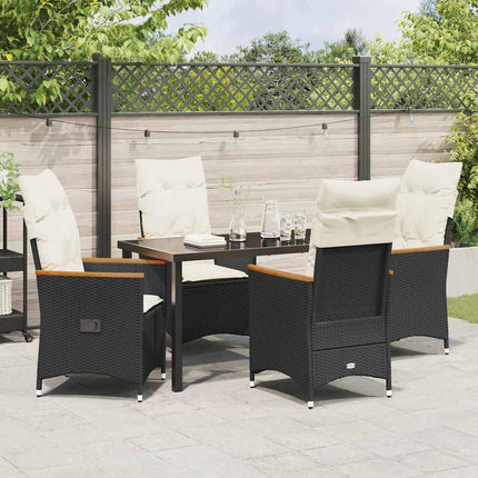 Have Spisebordssæt med pude 5 pcs Sort polyrattan